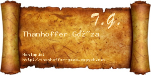Thanhoffer Géza névjegykártya